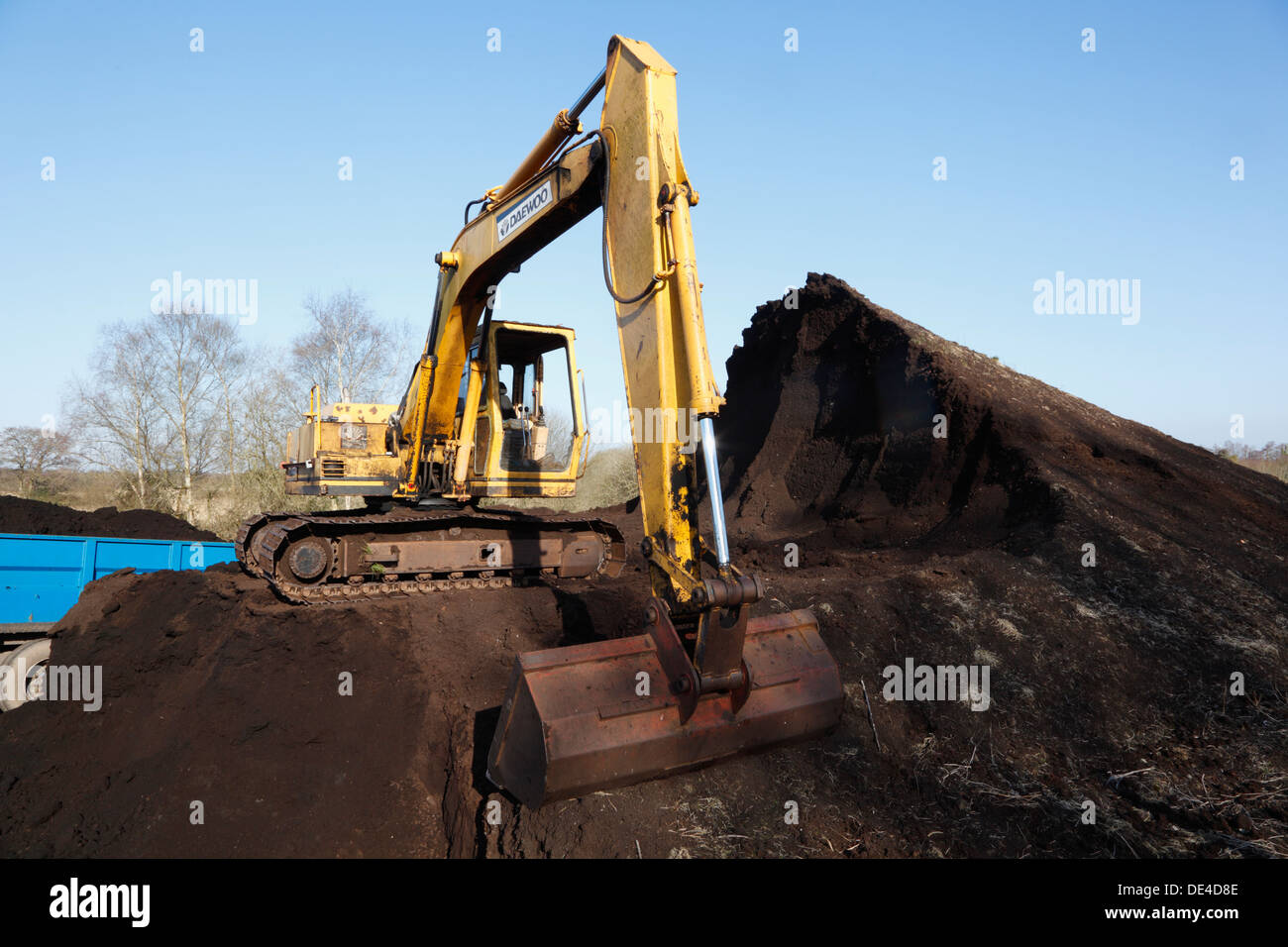 Gewerbliche Torfabbau auf Shapwick Heide. Somerset Levels. Somerset. Engalnd. VEREINIGTES KÖNIGREICH. Stockfoto