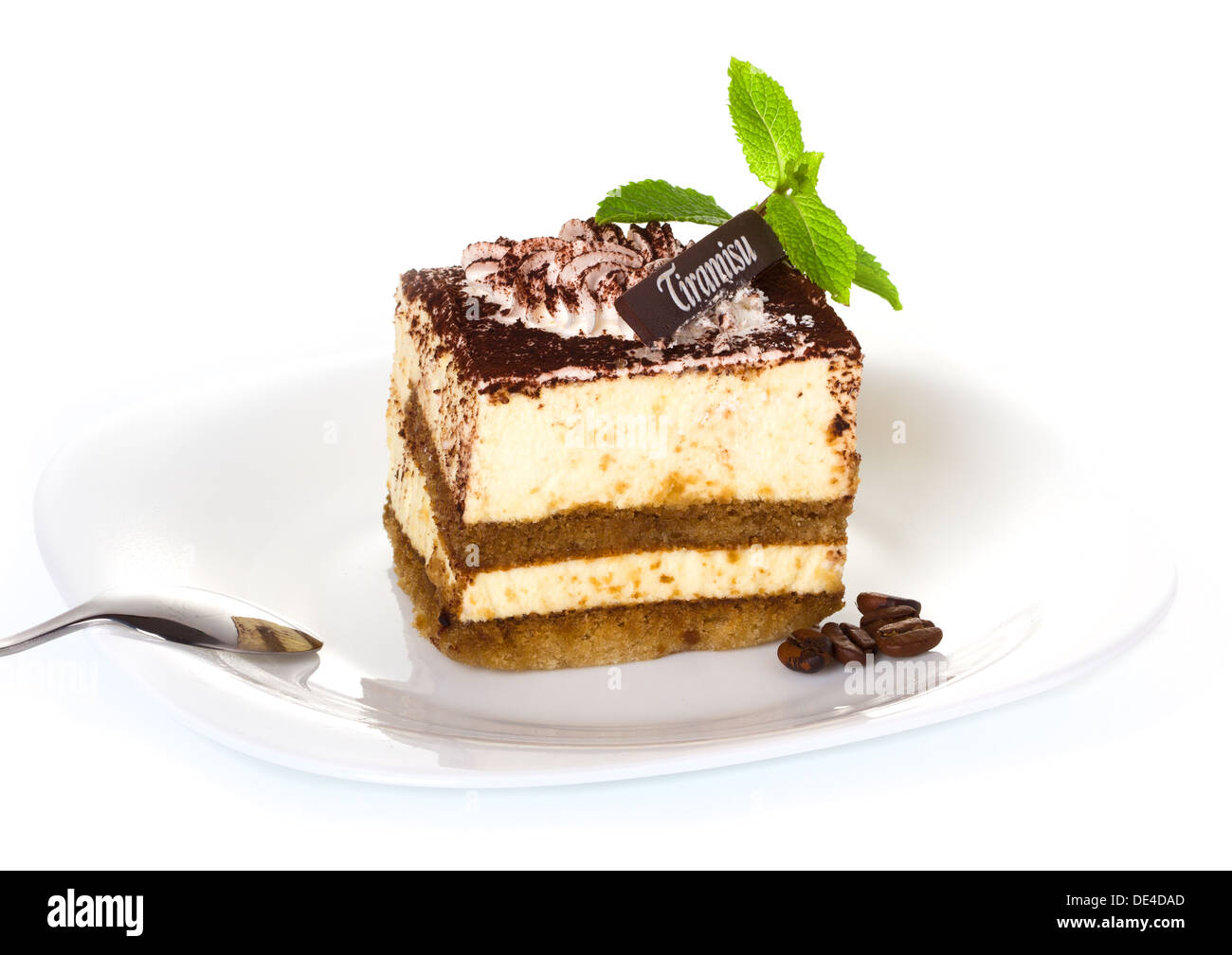 Köstliches Tiramisu Dessert mit Kakaopulver obenauf Stockfoto