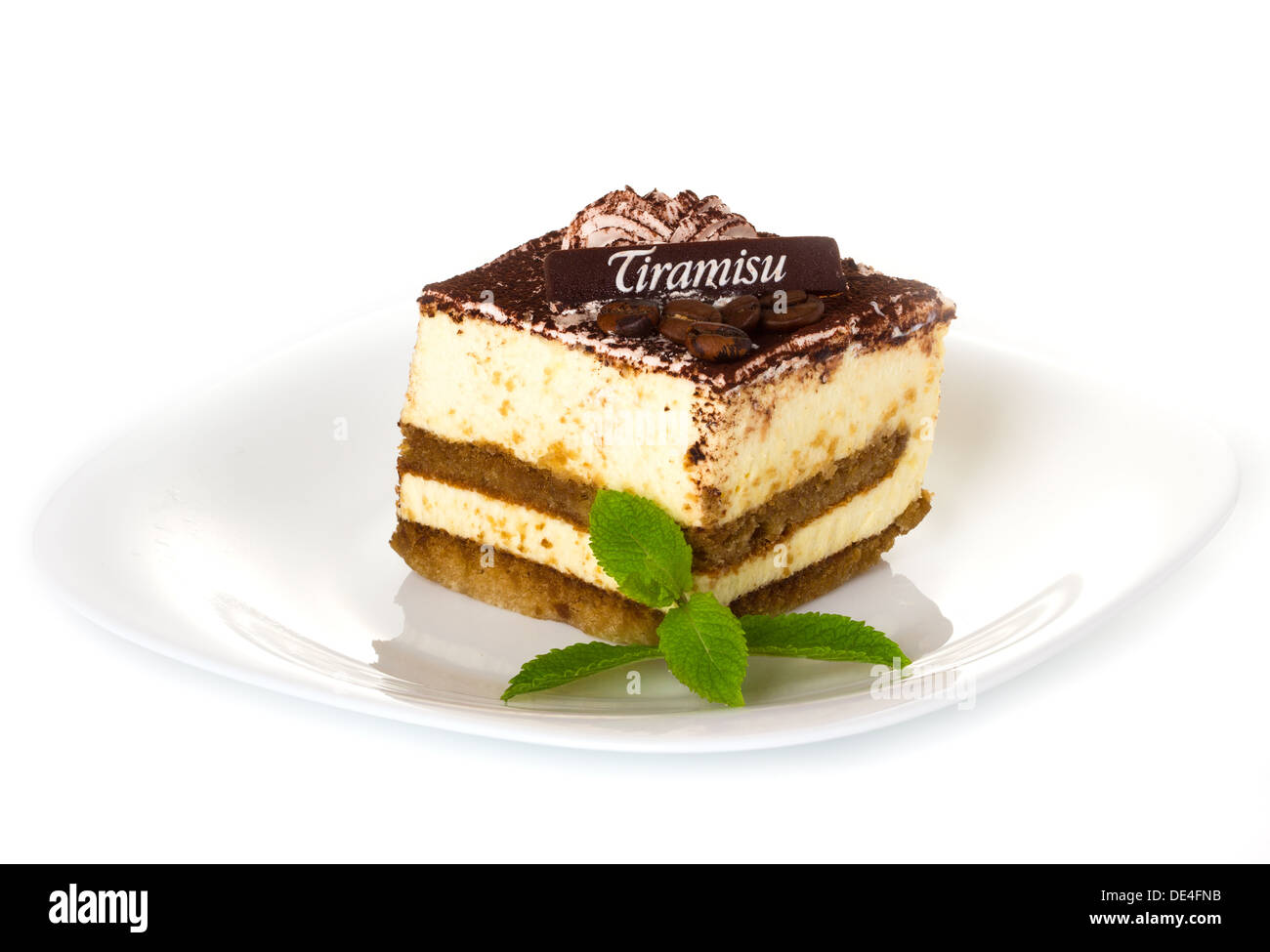 Köstliches Tiramisu Dessert mit Kakaopulver obenauf Stockfoto