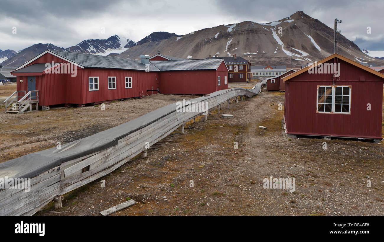 Überdachte Pipeline, Ny-Alesund, Spitzbergen, Norwegen Stockfoto