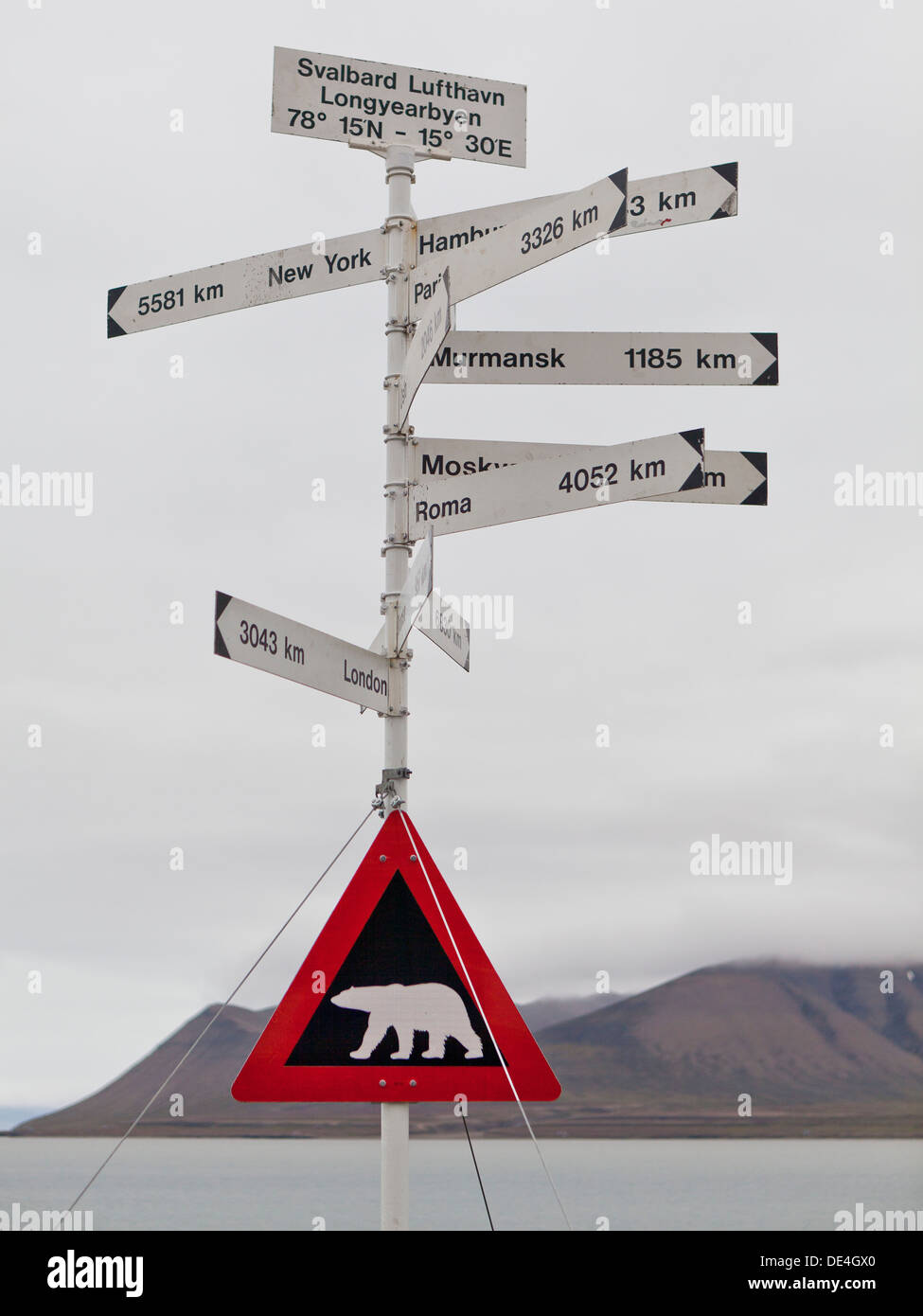 Zeichen zu buchen, Insel Spitzbergen, Svalbard, Norwegen Stockfoto