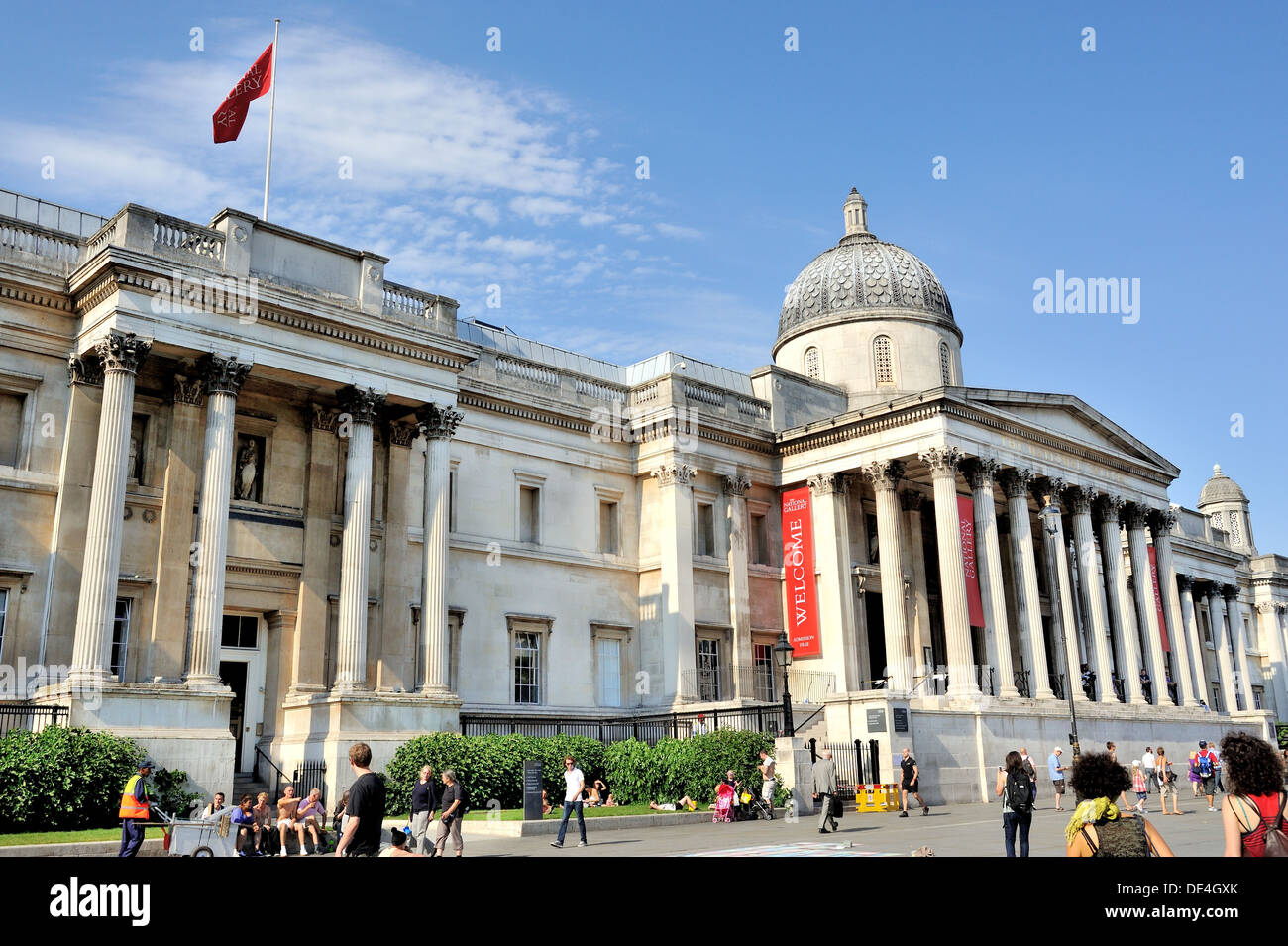 Die National Gallery Trafalgar Square in London Stockfoto