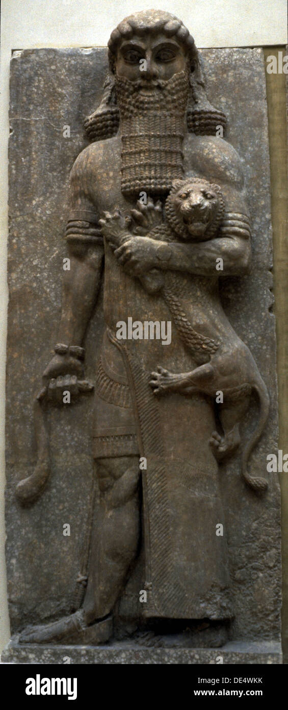 Held Gilgamesh ein Löwe, 722-705 v. Chr. zu meistern. Künstler: Assyrischen Kunst Stockfoto