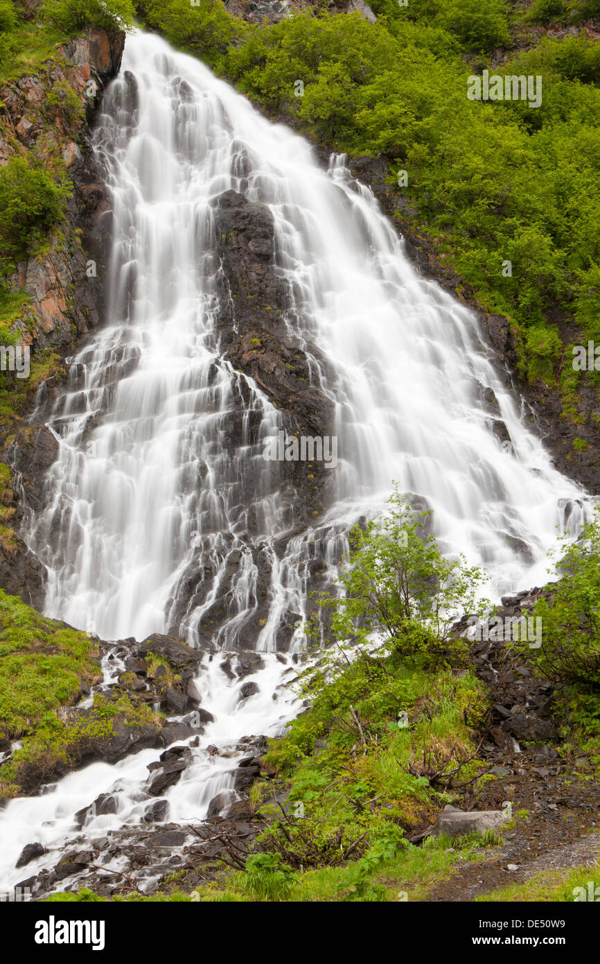 Schachtelhalm fällt, Keystone Canyon, Valdez, Alaska, Vereinigte Staaten von Amerika Stockfoto