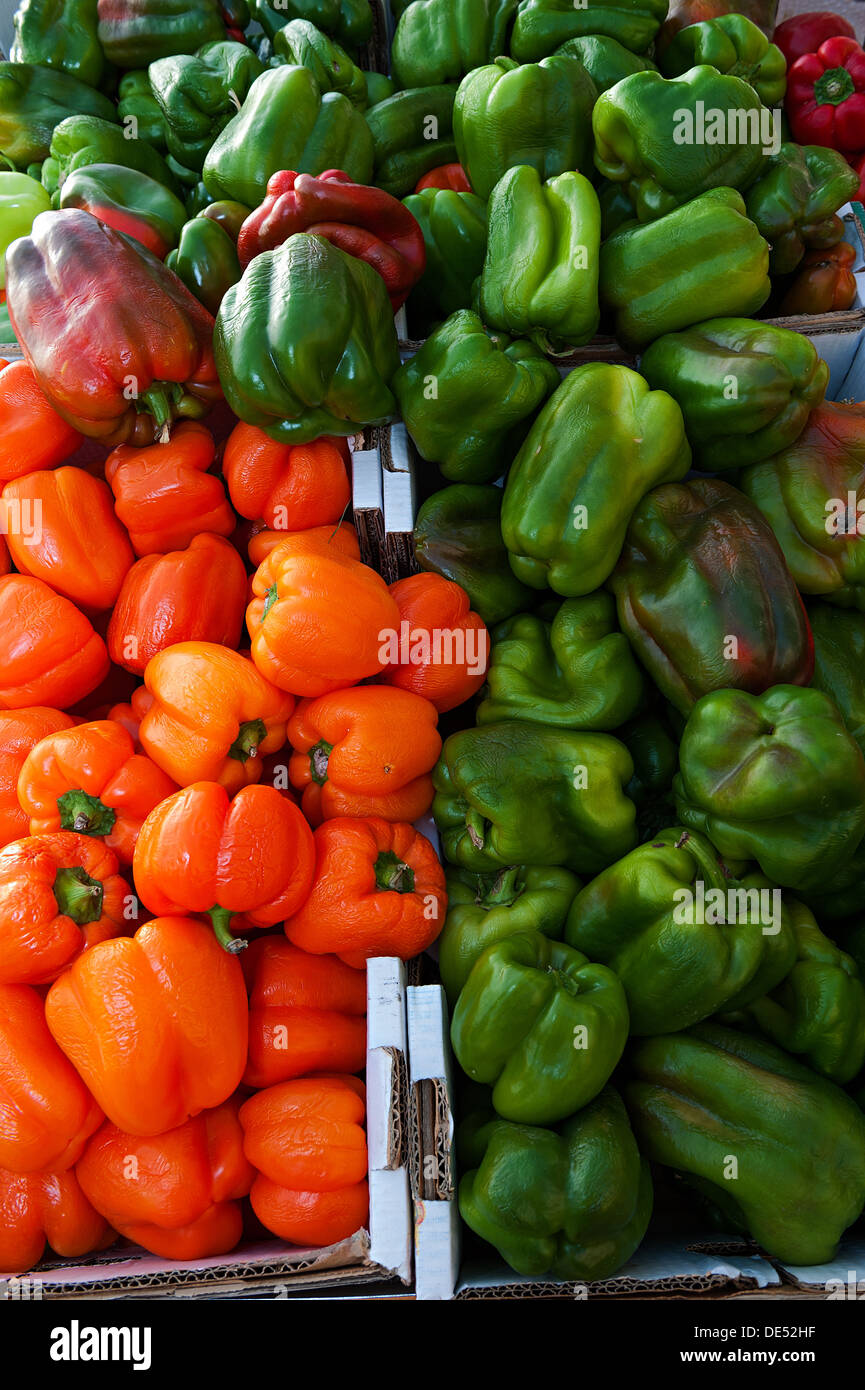 Bio Glocke Papiere zum Verkauf & auf dem Display auf einem Markt in Israel Stockfoto