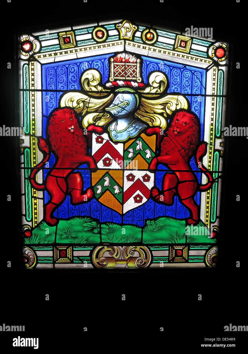 Buntglasfenster aus Montecute House, Somerset, England Stockfoto