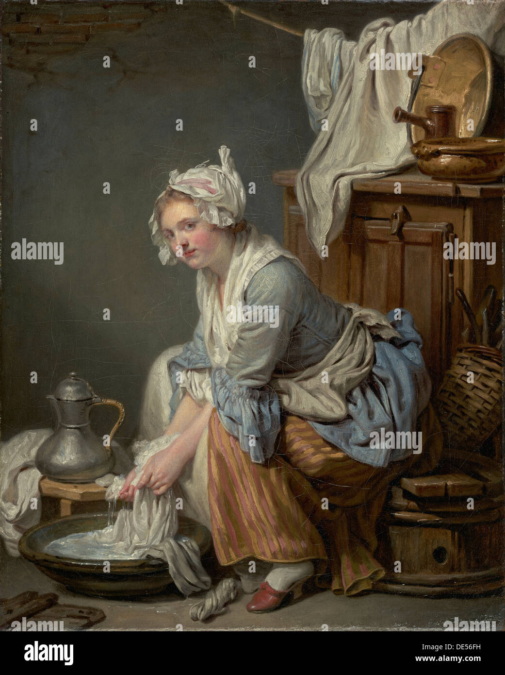 Die Wäscherin (La Blanchisseuse); Jean-Baptiste Greuze, Französisch, 1725-1805; Frankreich, Europa; 1761; Öl auf Leinwand Stockfoto