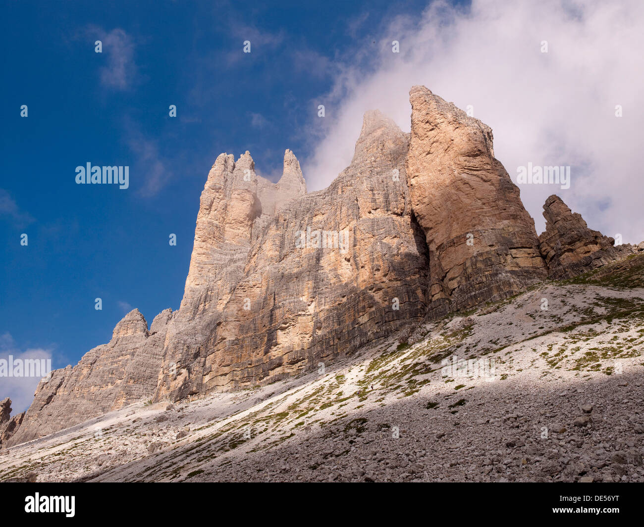 Tre Cime di Lavaredo, Nationalpark Dolomiti di Sesto, Sextener Dolomiten, Hochpustertal, hoch Pustertal, Südtirol, Italien Stockfoto