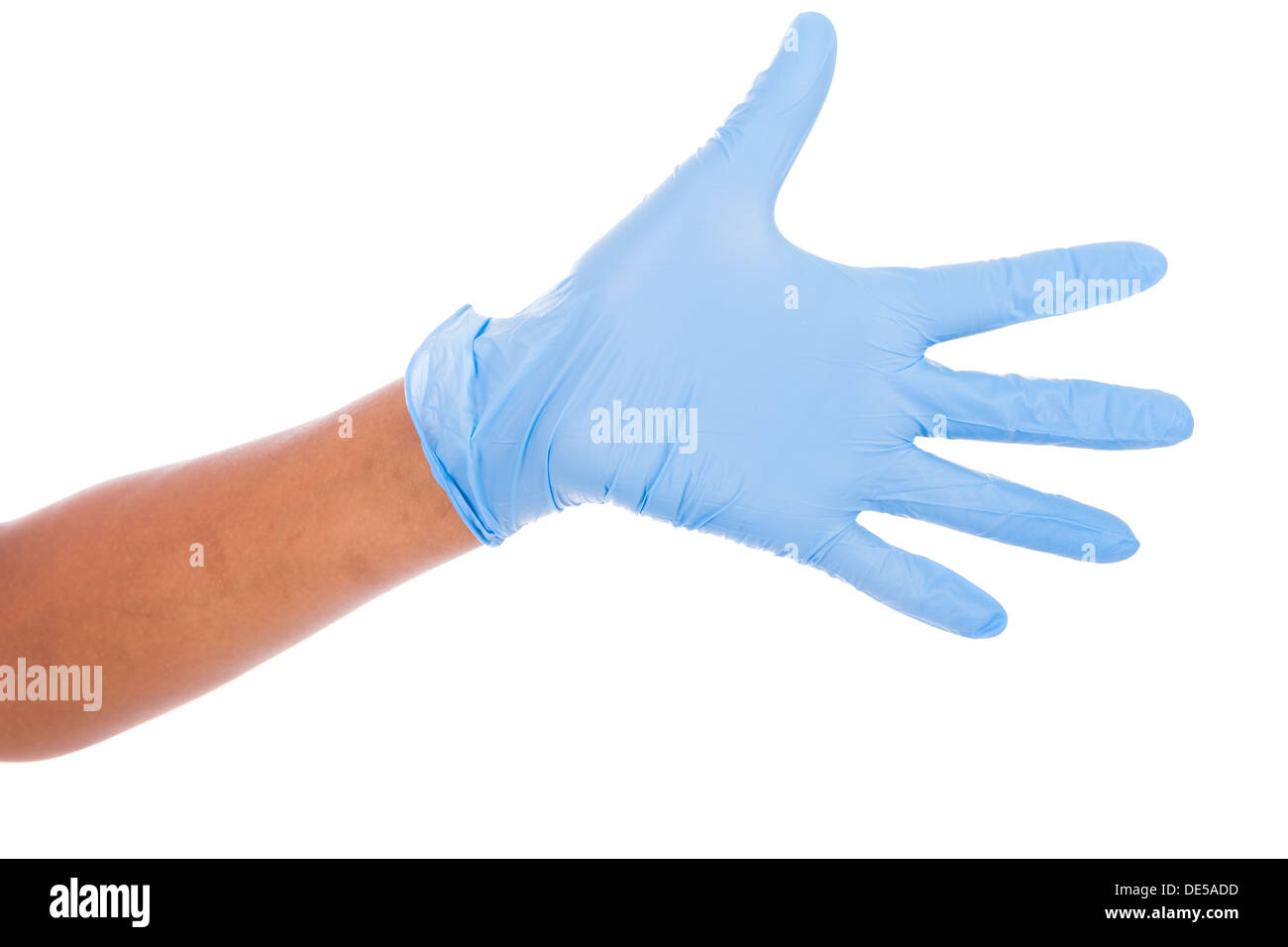 afrikanische amerikanische Arzt mit Handschuhen isoliert Stockfoto