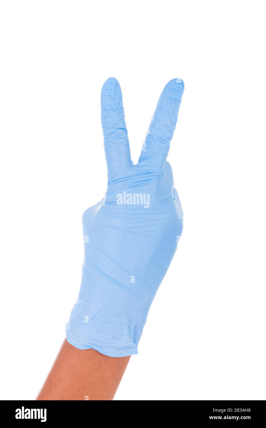 afrikanische amerikanische Arzt mit Handschuhen isoliert Stockfoto