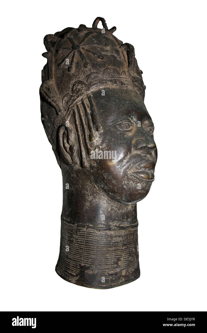 Westafrikanische Bronzekopf Skulptur Stockfoto
