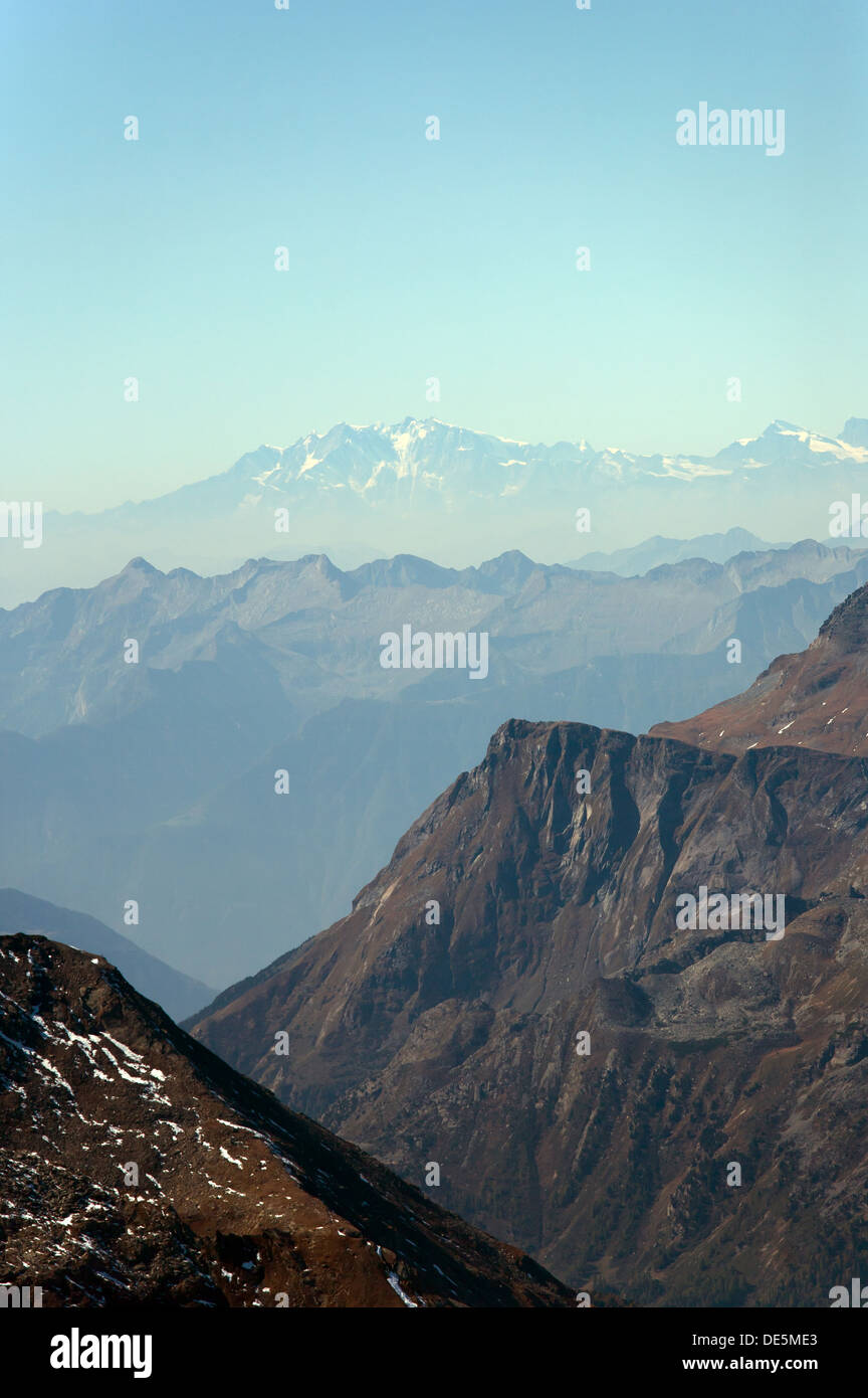 Surlej, Schweiz, Blick vom Corvatsch des Bernina-Gebirges im Oberengadin Stockfoto