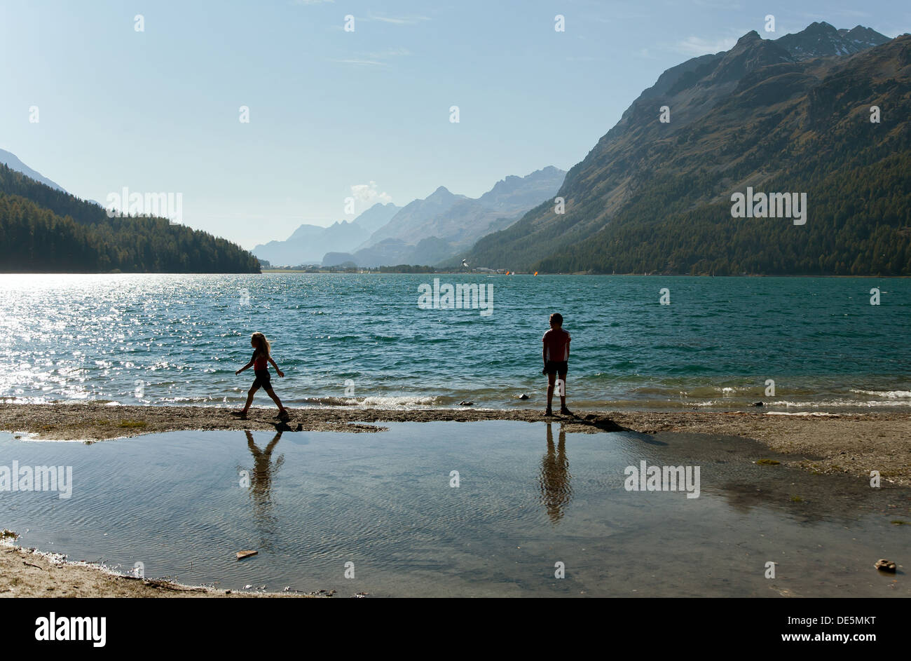 Surlej, Schweiz, Oberengadin-Silvaplana in der Bernina Bergen umgeben Stockfoto