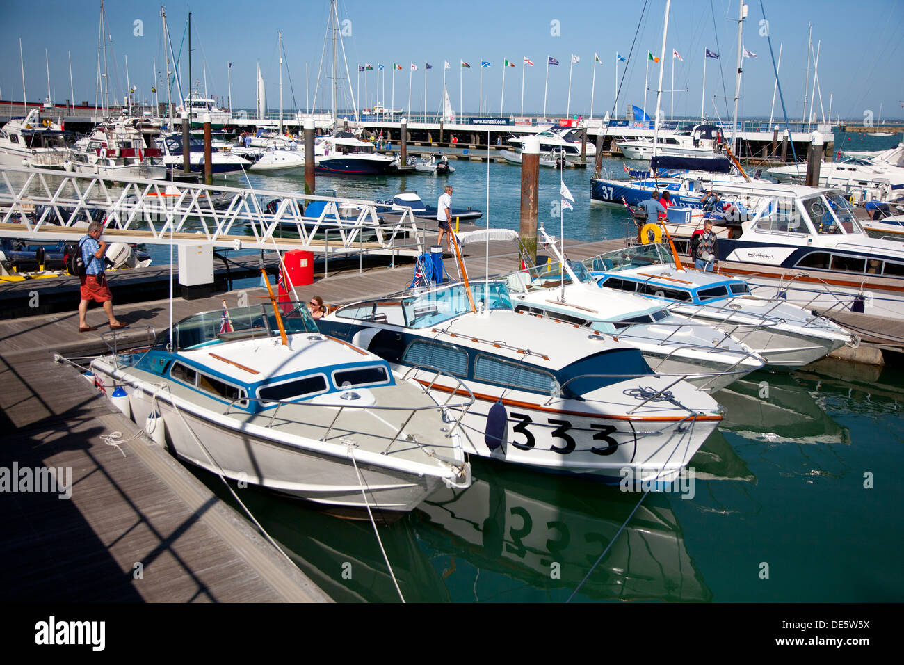 Klassisch, Motorboote, Yacht Haven, Cowes, Isle Of Wight, England, UK, Stockfoto