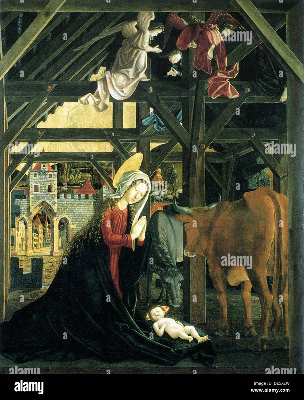 Krippe (Altarbild von der Kirche von St. Wolfgang Im Salzkammergut), 1481. Künstler: Pacher, Michael (ca 1435-1498) Stockfoto