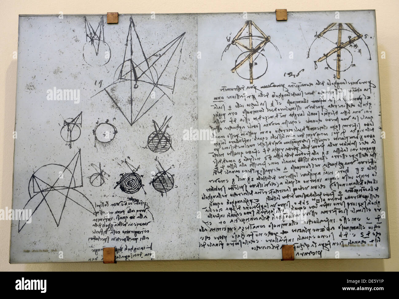 Alhazen Problem von Atlantic Codex (Codex Atlanticus) von Leonardo da Vinci. Stockfoto