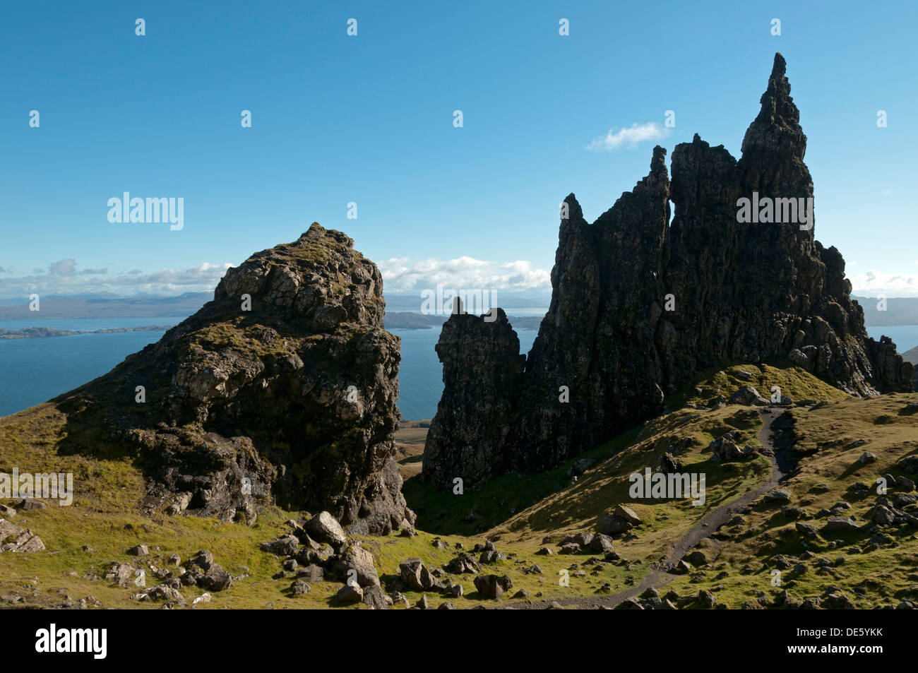 Zinnen unten Storr, Trotternish, Isle Of Skye, Schottland, Großbritannien. Stockfoto