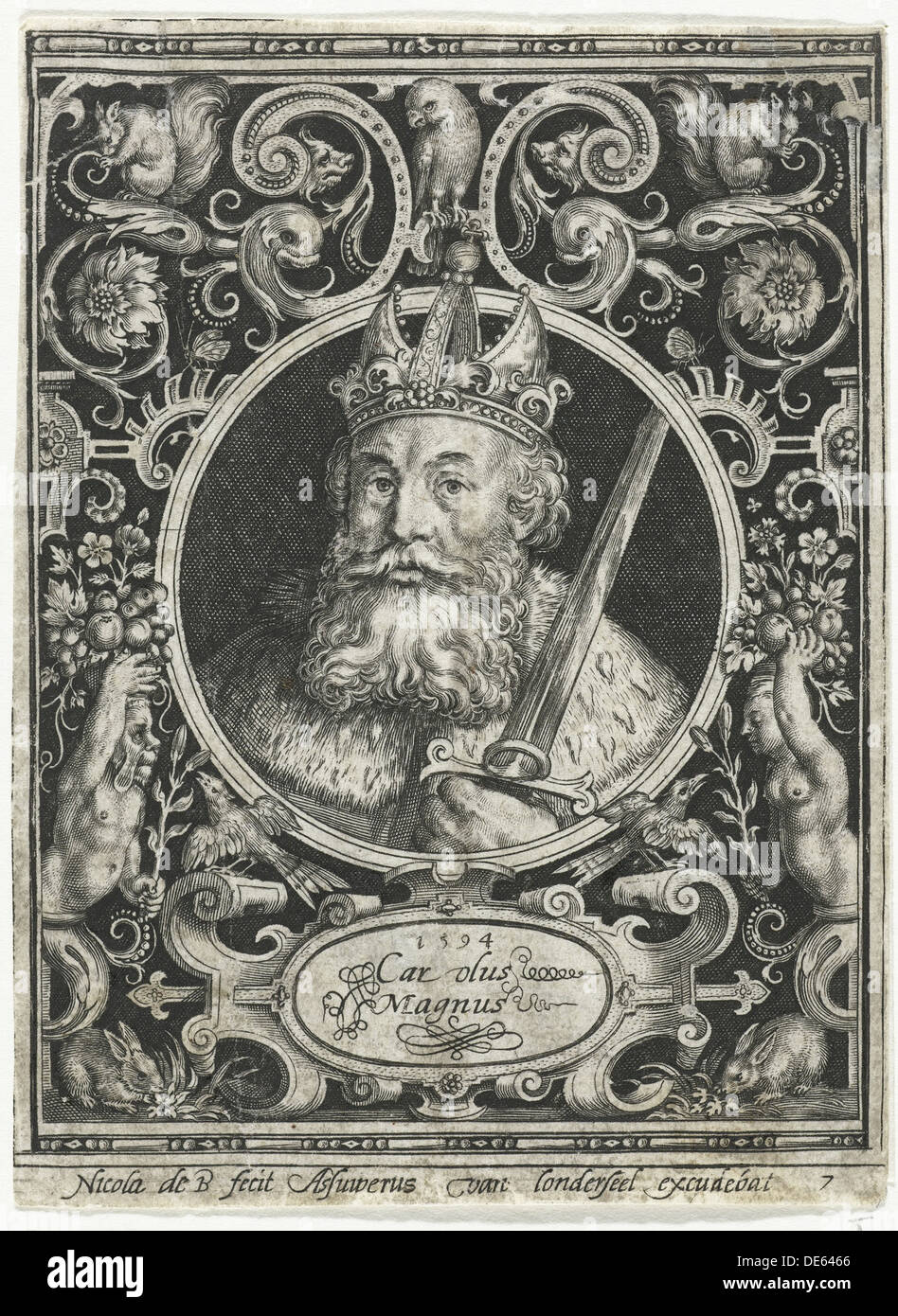 Karl der große, König der Franken, 1594. Künstler: Bruyn, Nicolaes de (1571-1656) Stockfoto