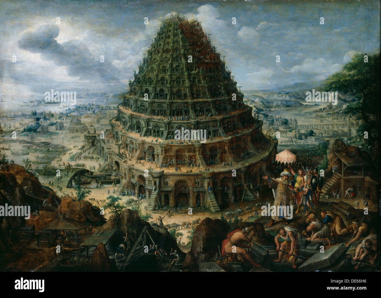 Der Turm zu Babel, 1595. Künstler: Van Valckenborch, Marten (1535-1612) Stockfoto
