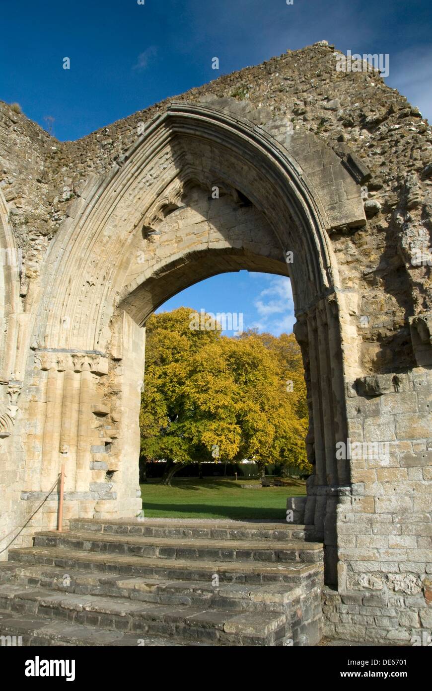 Ruinen von Glastonbury Abbey, Glastonbury, England, UK Stockfoto