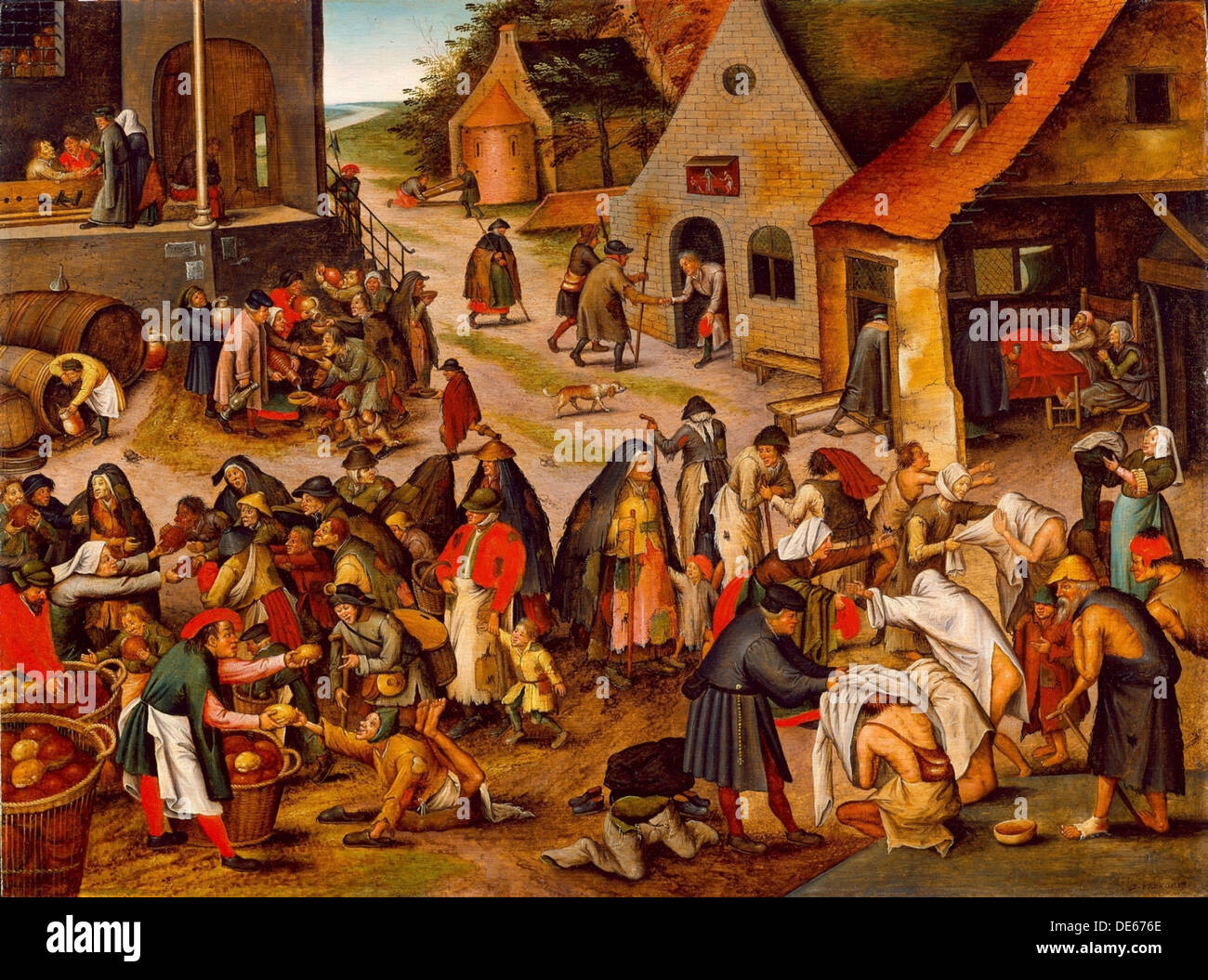 Die sieben Werke der Barmherzigkeit, zwischen 1616 und 1638. Künstler: Brueghel, Pieter, der jüngere (1564-1638) Stockfoto
