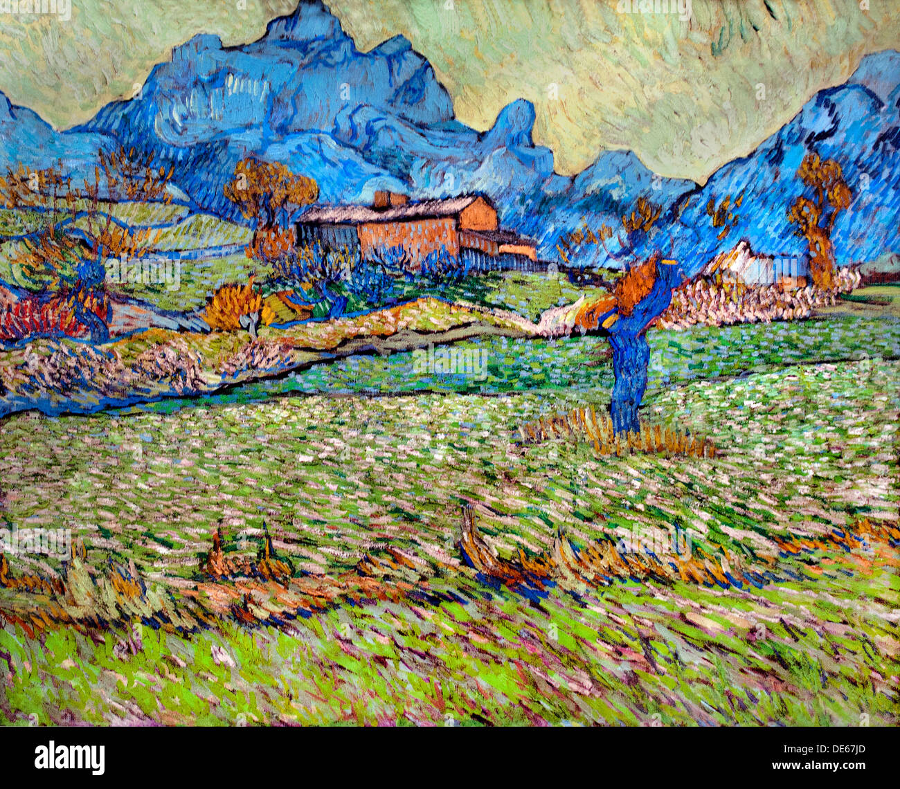 Weizen-Felder in einer bergigen Landschaft Saint Remy 1889 Vincent Van Gogh 1853-1890 Niederlande Niederlande Stockfoto