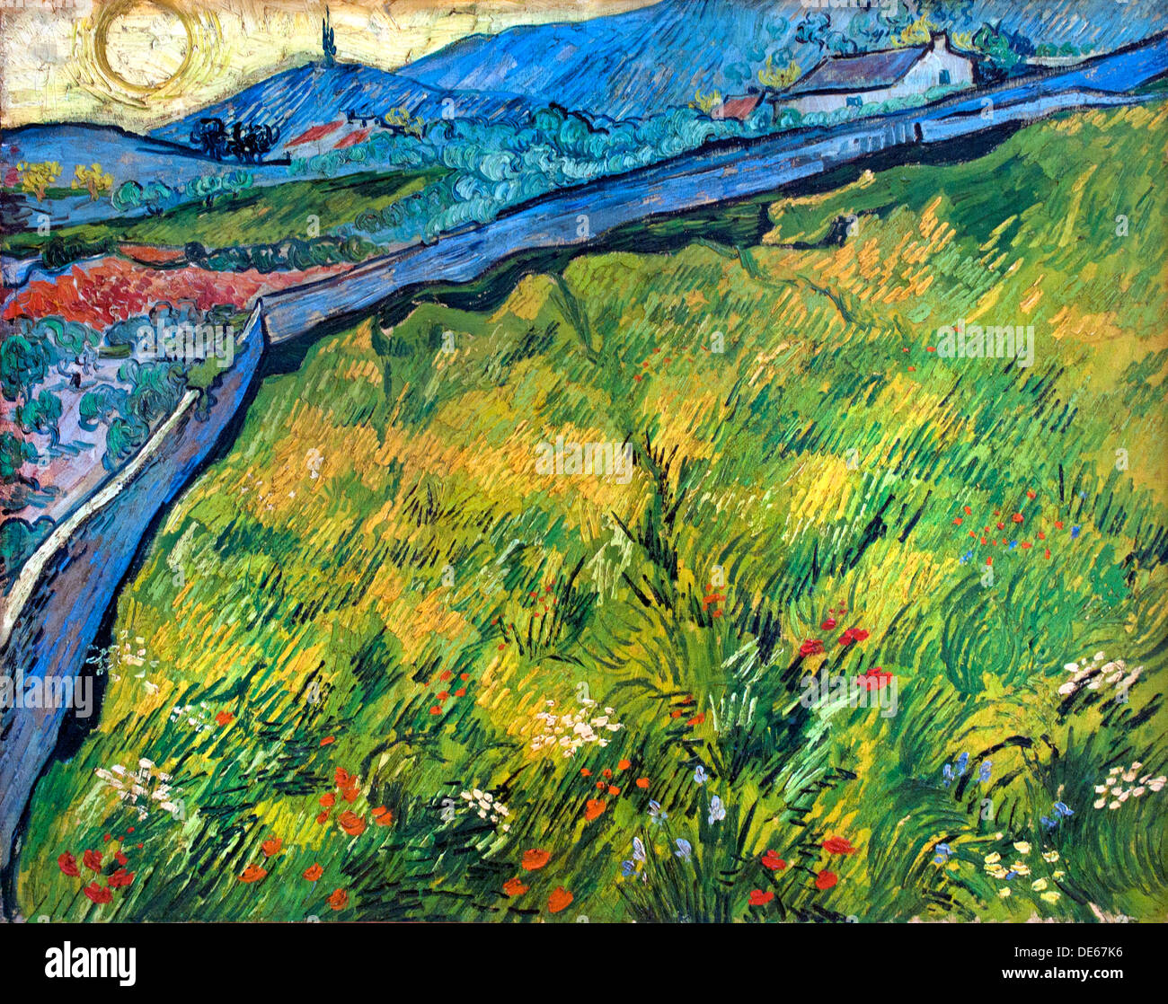 Beiliegenden Weizen Feld Bereich steigt Sun Saint Remy 1889 Vincent Van Gogh 1853-1890 Niederlande Niederlande Stockfoto