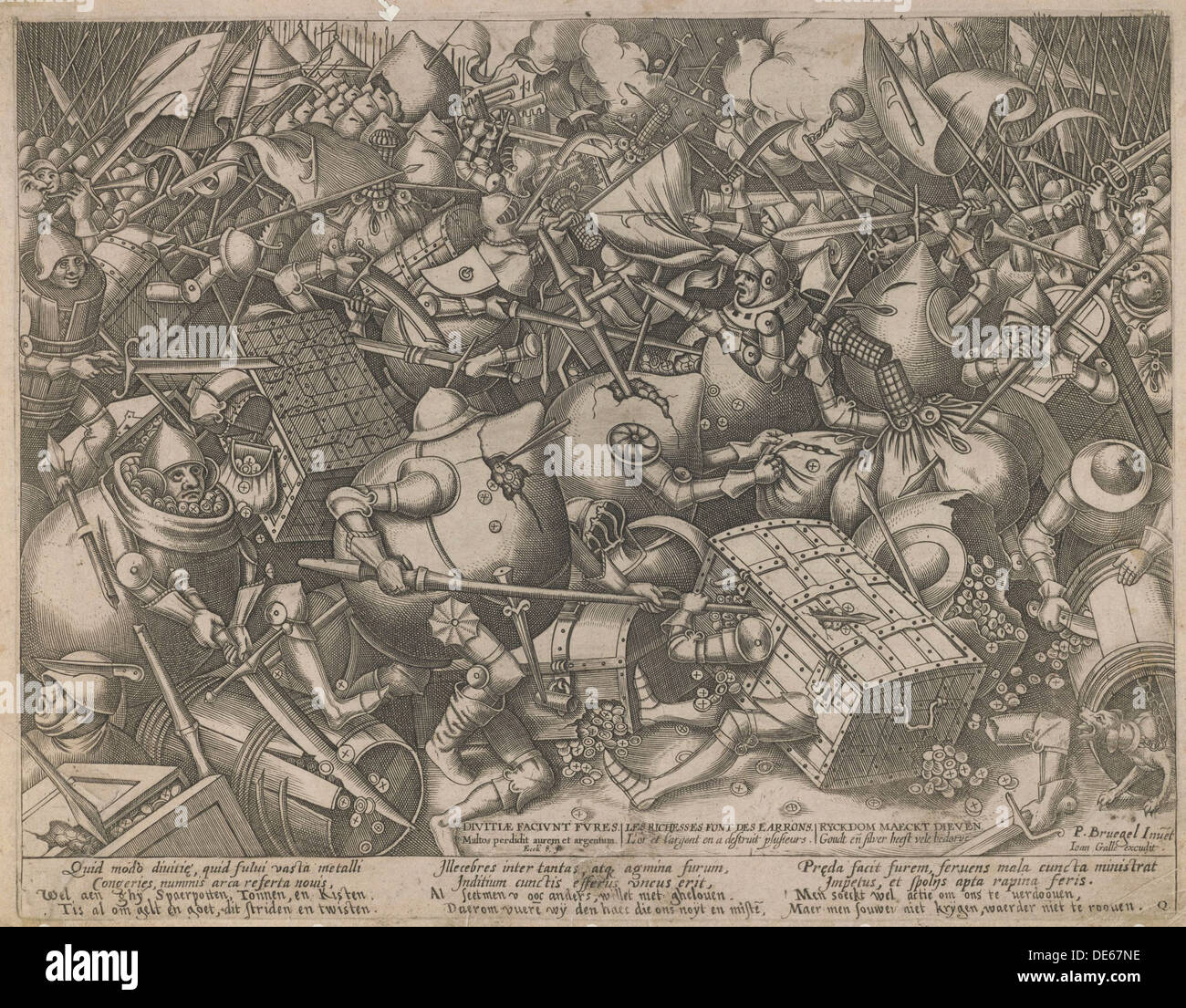 Kampf den Geld-Beutel und die Kassen, c. 1560. Künstler: Heyden, Pieter, van der (1538-1572) Stockfoto