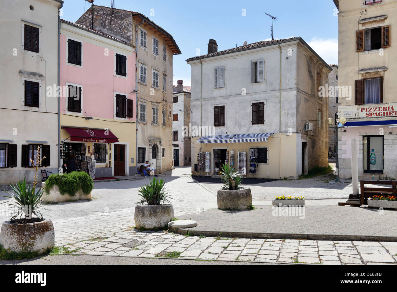 Porec, Kroatien, Wohnhäuser in der Altstadt Stockfoto