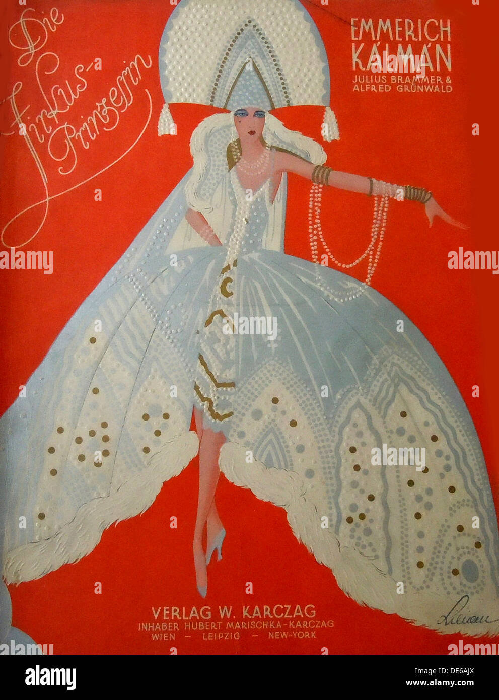 Abdeckung für den ursprünglichen Klavierauszug des Zirkus Prinzessin von Emmerich Kalman, 1926. Schöpfer: Unbekannt. Stockfoto