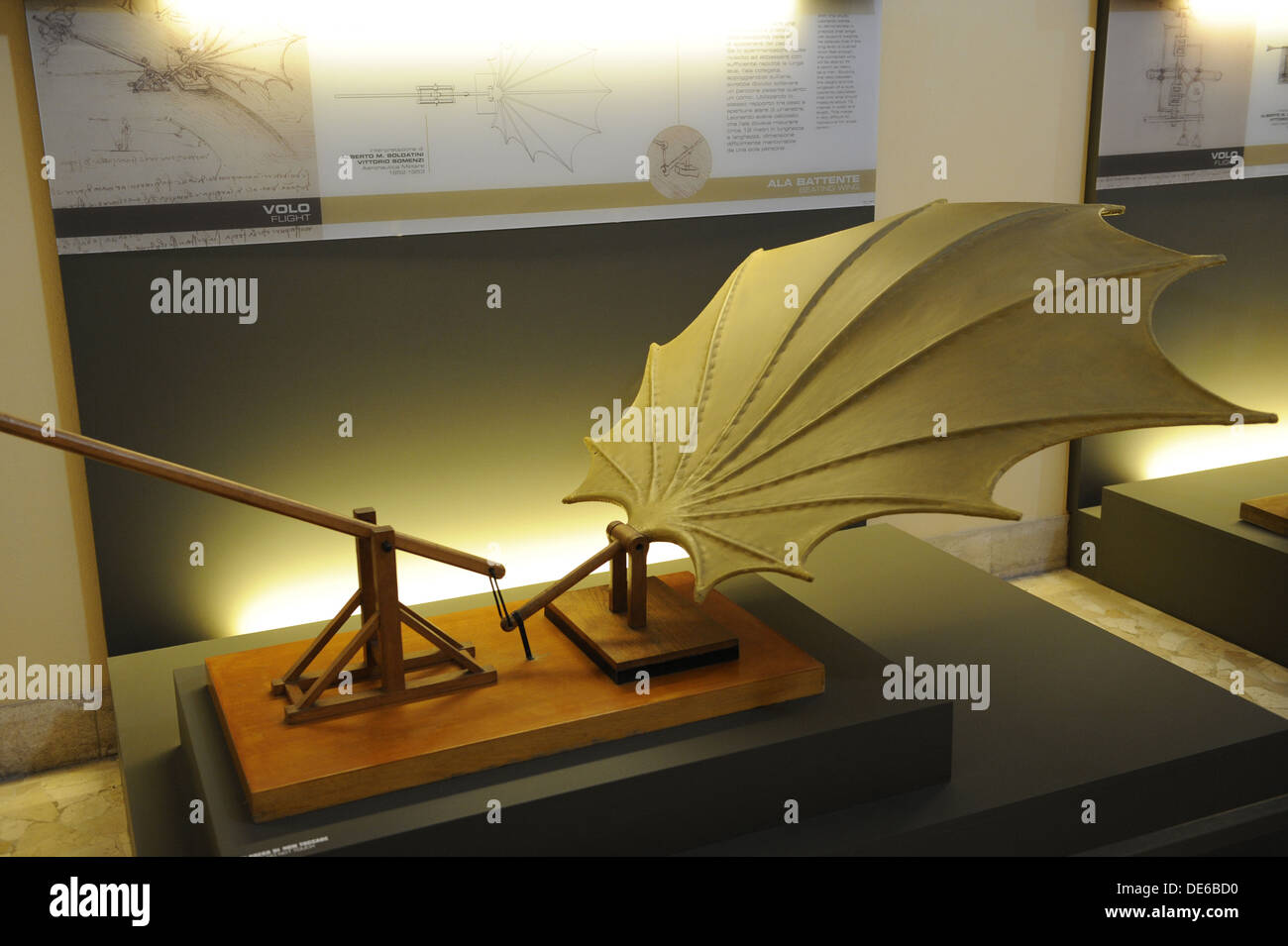 Flugmaschinen. Schlagende Flügel. Studie von Leonardo da Vinci. Modell von Mario Alberto und Vittorio Somenzi, 1952. Stockfoto