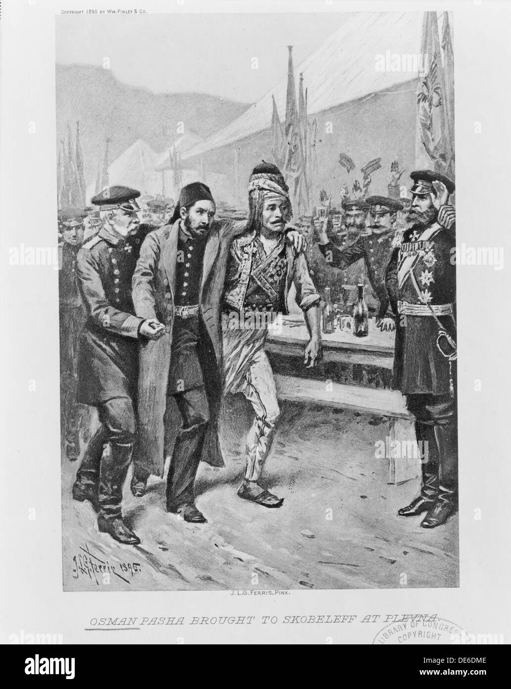 Osman Pascha Skobelev bei Plewna, c. 1895 gebracht. Künstler: Ferris, Jean Leon Gerome (1863-1930) Stockfoto
