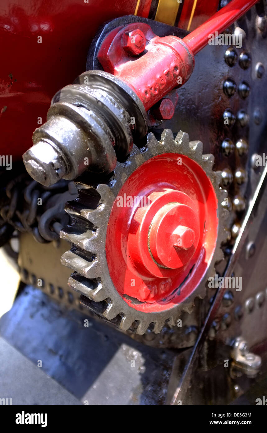 Vintage Dampftraktor detail Lenkung Wurm und Walze Zahnräder