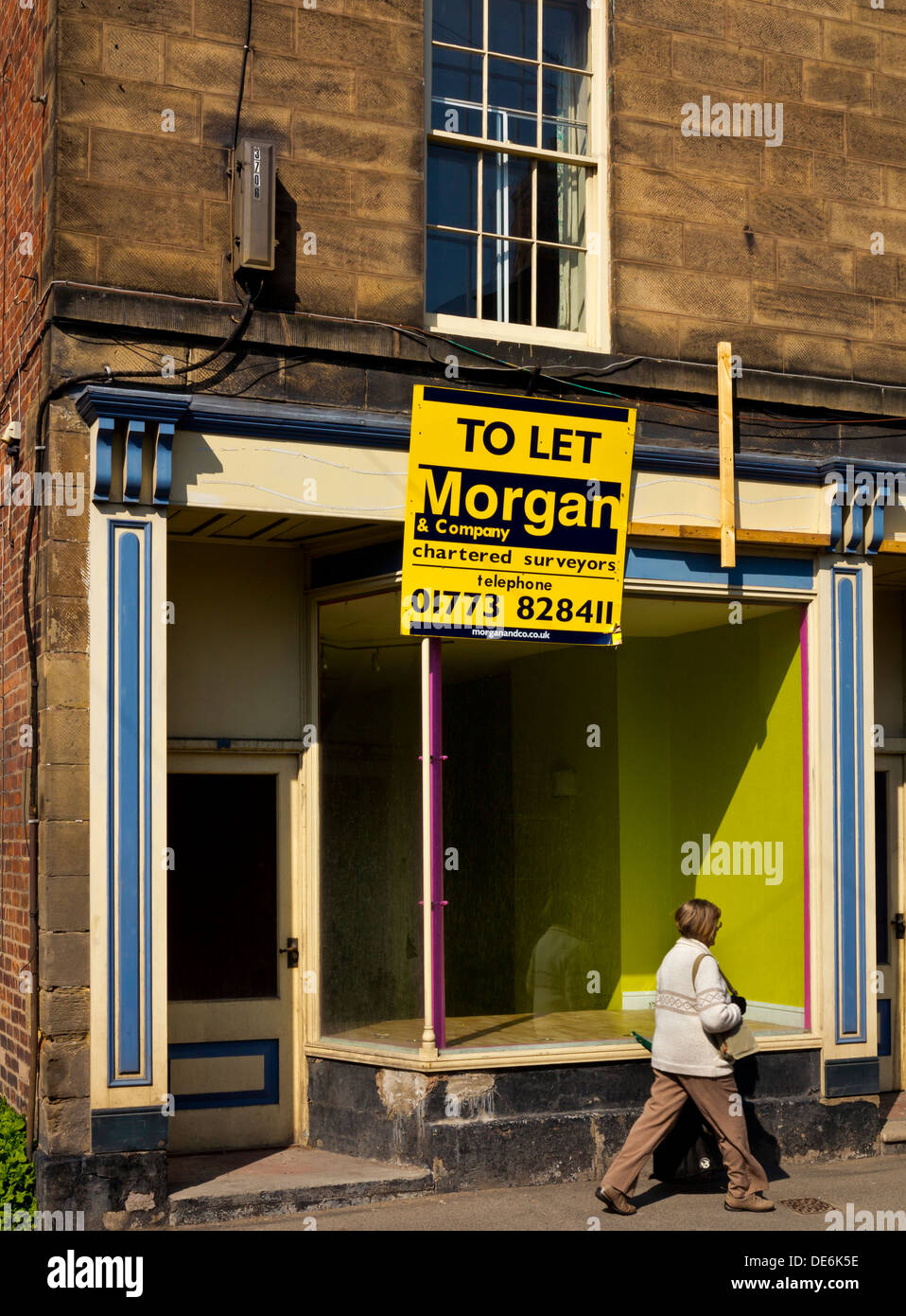 Leere Ladengeschäft zu vermieten in Belper Derbyshire England UK Stockfoto