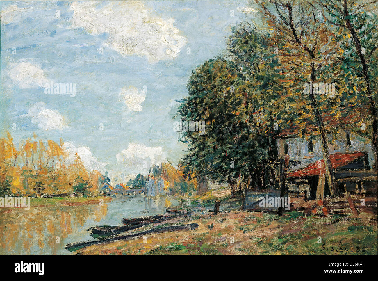 Moret. Die Ufer des Fluss Loing, 1885. Künstler: Sisley, Alfred (1839-1899) Stockfoto