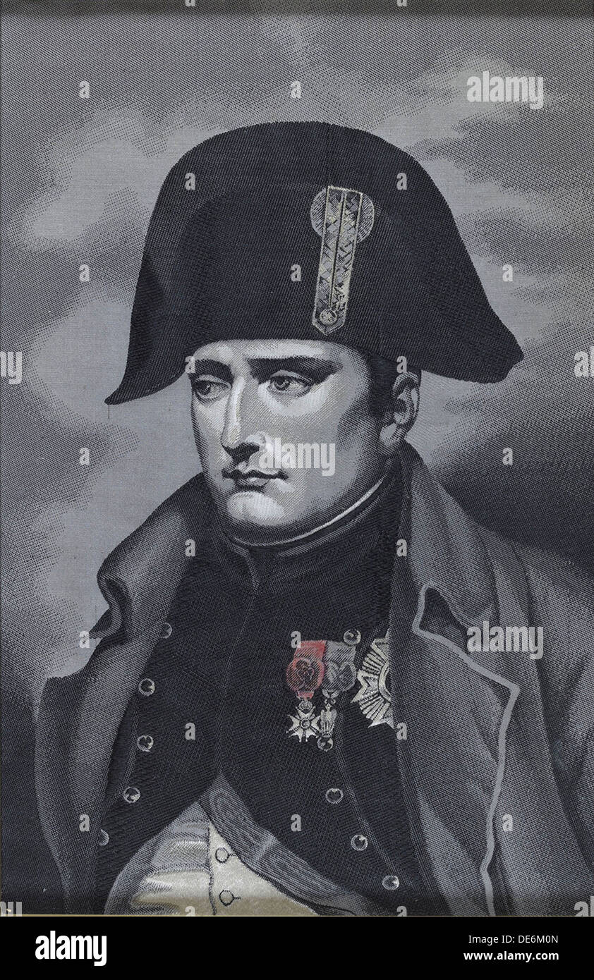 Seidenweberei Portrait von Kaiser Napoléon Bonaparte I (1769-1821). Künstler: Anonym Stockfoto