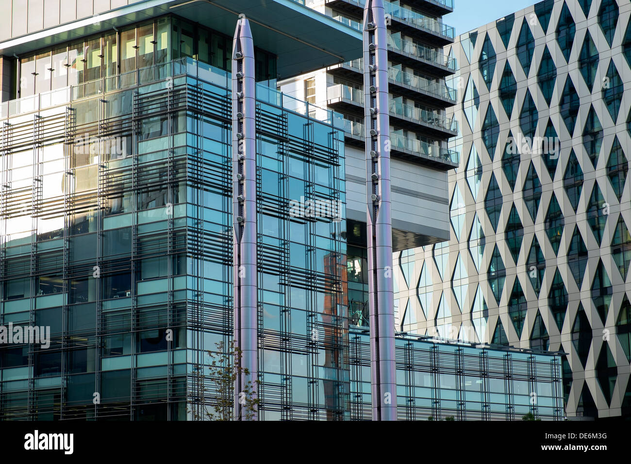 England, Greater Manchester, Großaufnahme der modernen Architektur in der Media City Stockfoto