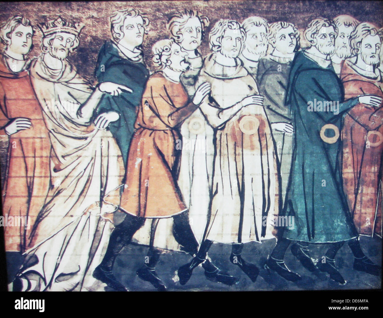 Die Vertreibung der Juden aus Frankreich 1182 (eine Miniatur aus Grandes Chroniques de France), 1320s. Künstler: anonym Stockfoto