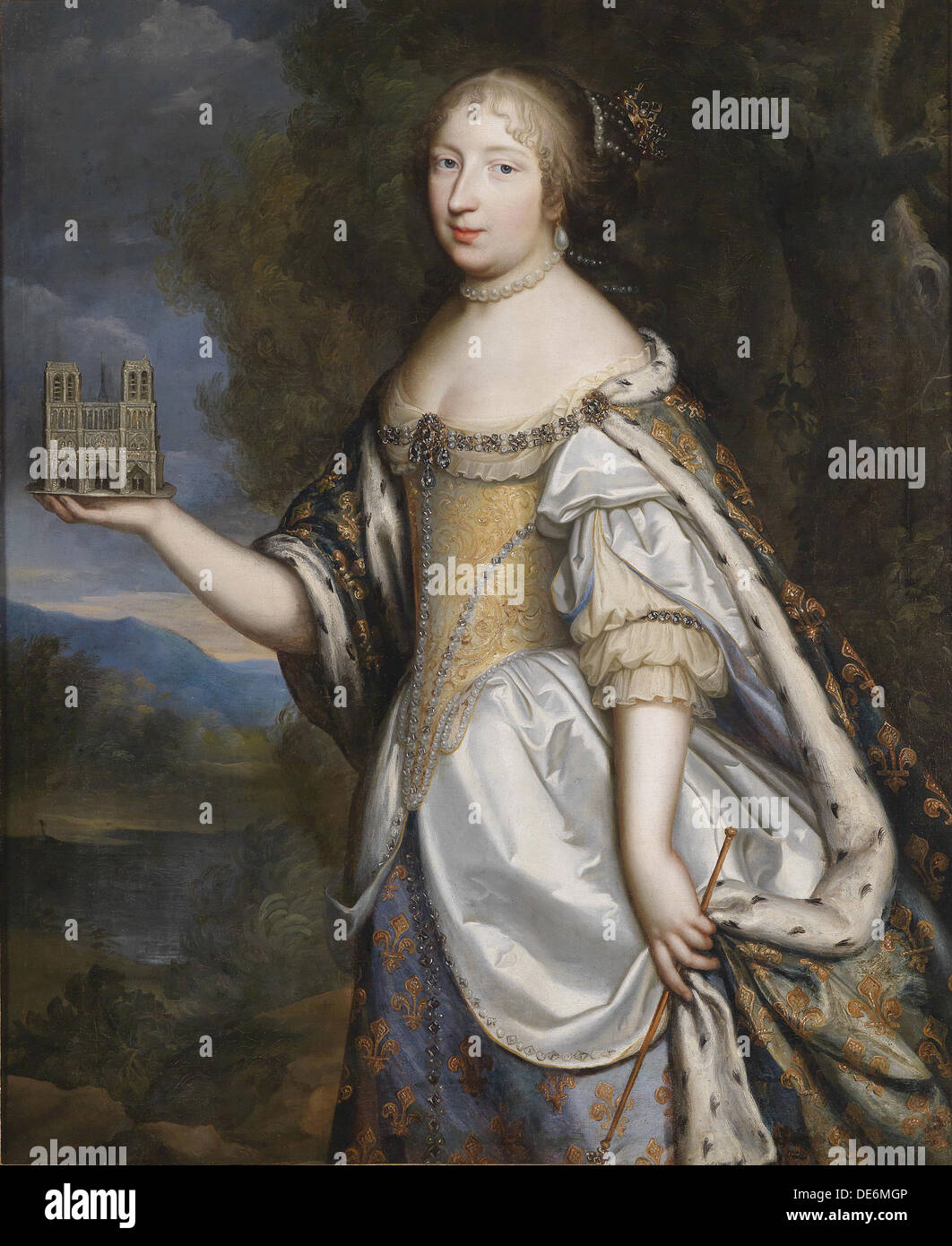 Porträt von Maria Theresa von Spanien (1638-1683), Gemahl der Königin von Frankreich und Navarra. Künstler: Beaubrun, Charles (1604-1692) Stockfoto