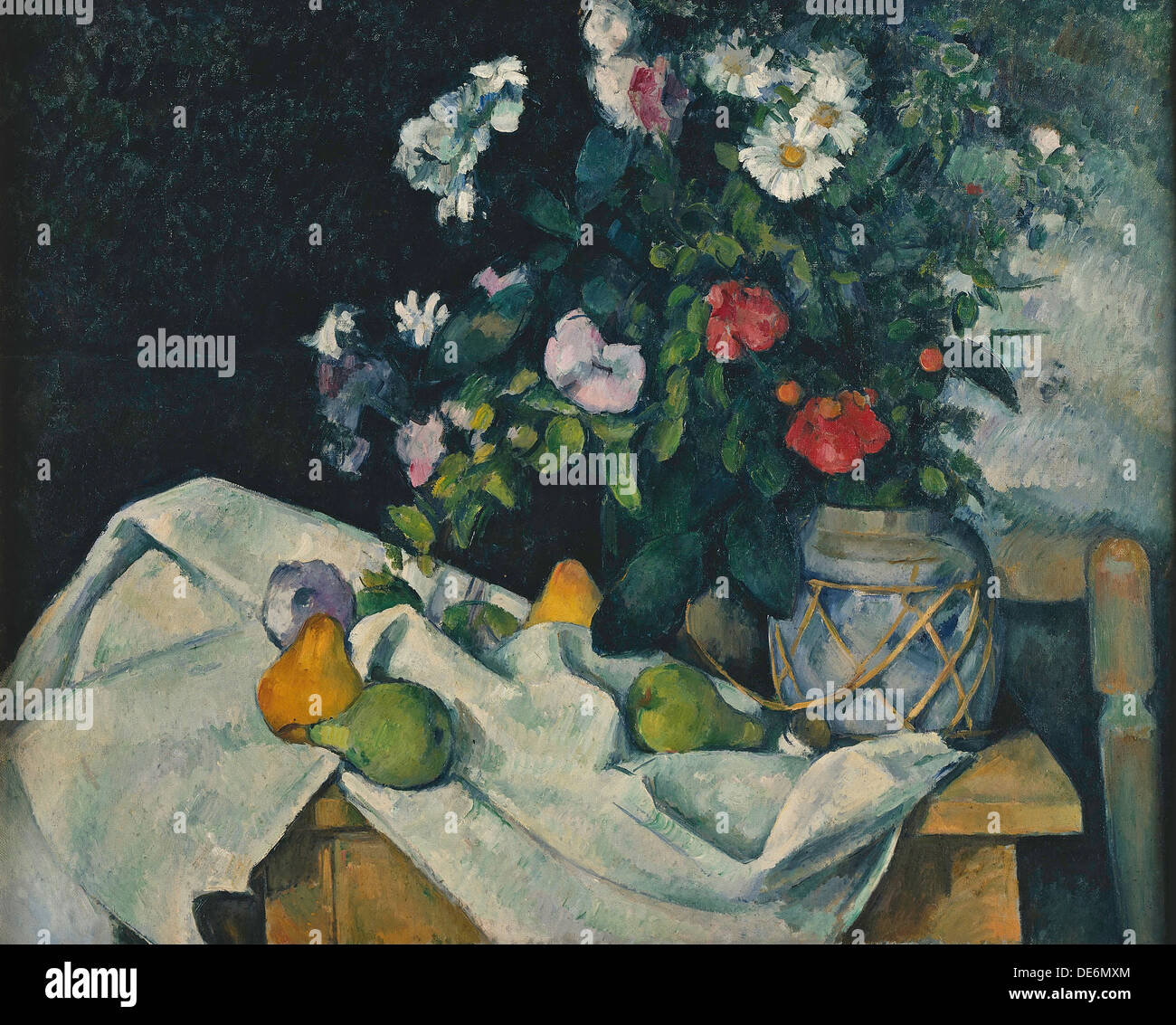 Stillleben mit Blumen und Obst, 1889-1890. Artist: Cézanne, Paul (1839-1906) Stockfoto