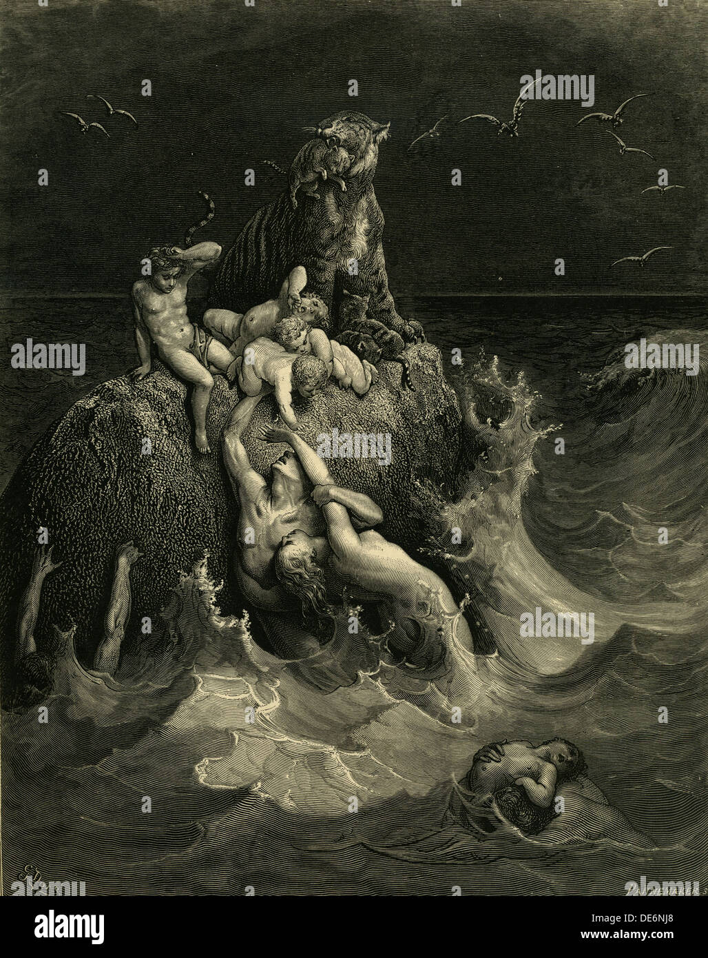 Die Sintflut (Frontispiz auf den illustrierten Ausgabe der Bibel), 1866. Artist: Doré, Gustave (1832-1883) Stockfoto