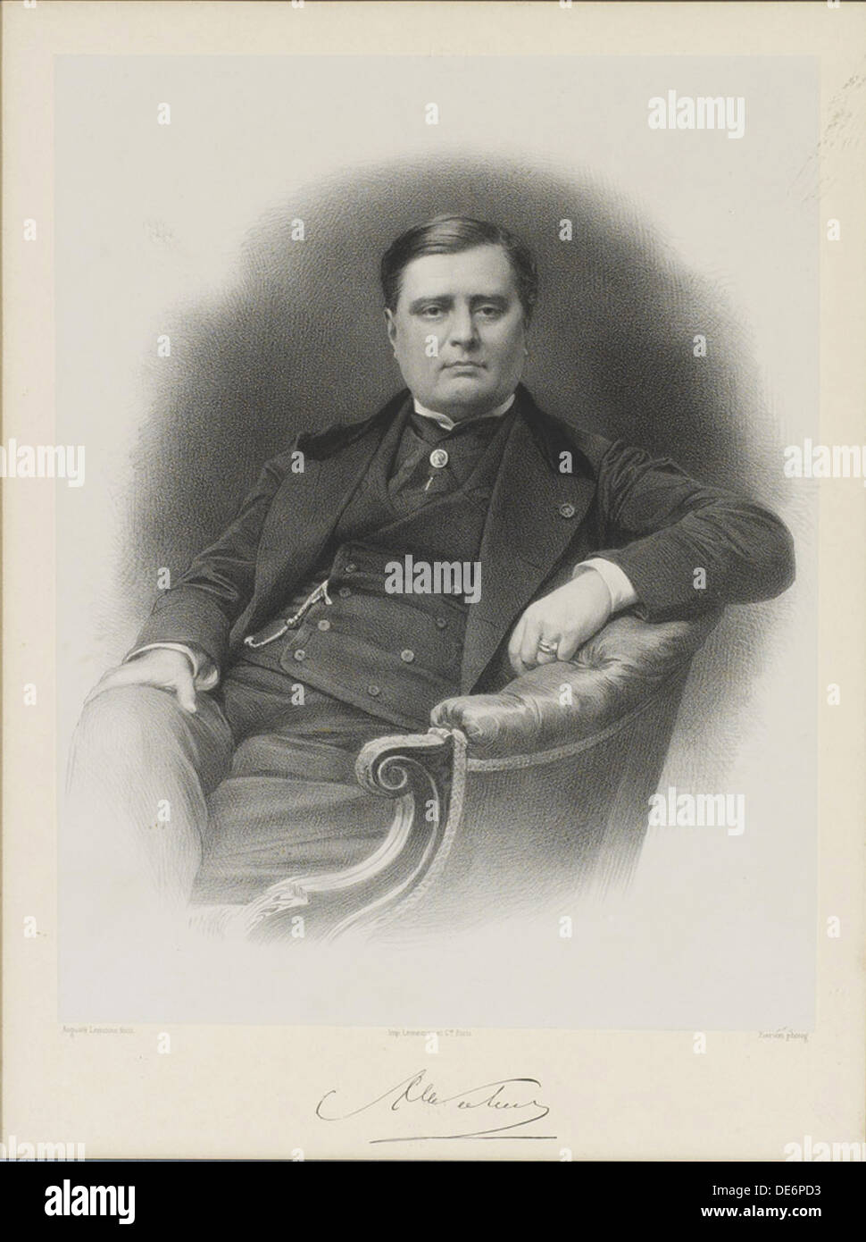 Porträt von Alexandre Florian Joseph, Graf Colonna-Walewski (1810-1868). Künstler: Lemoine, Auguste (1822-1869) Stockfoto