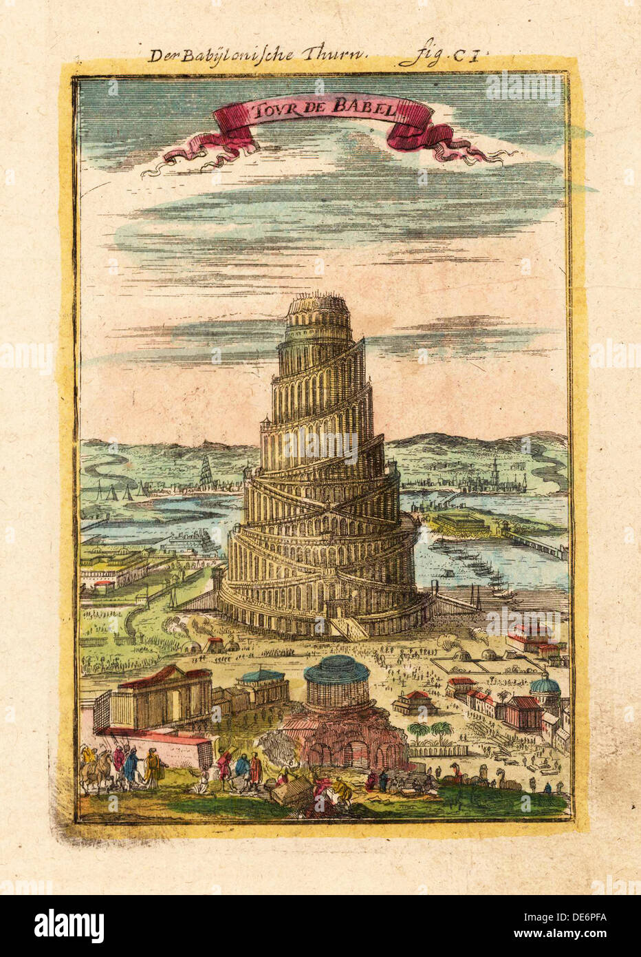 Turm von Babel, 1719. Künstler: Mallet, Alain Manesson (1630-1706) Stockfoto