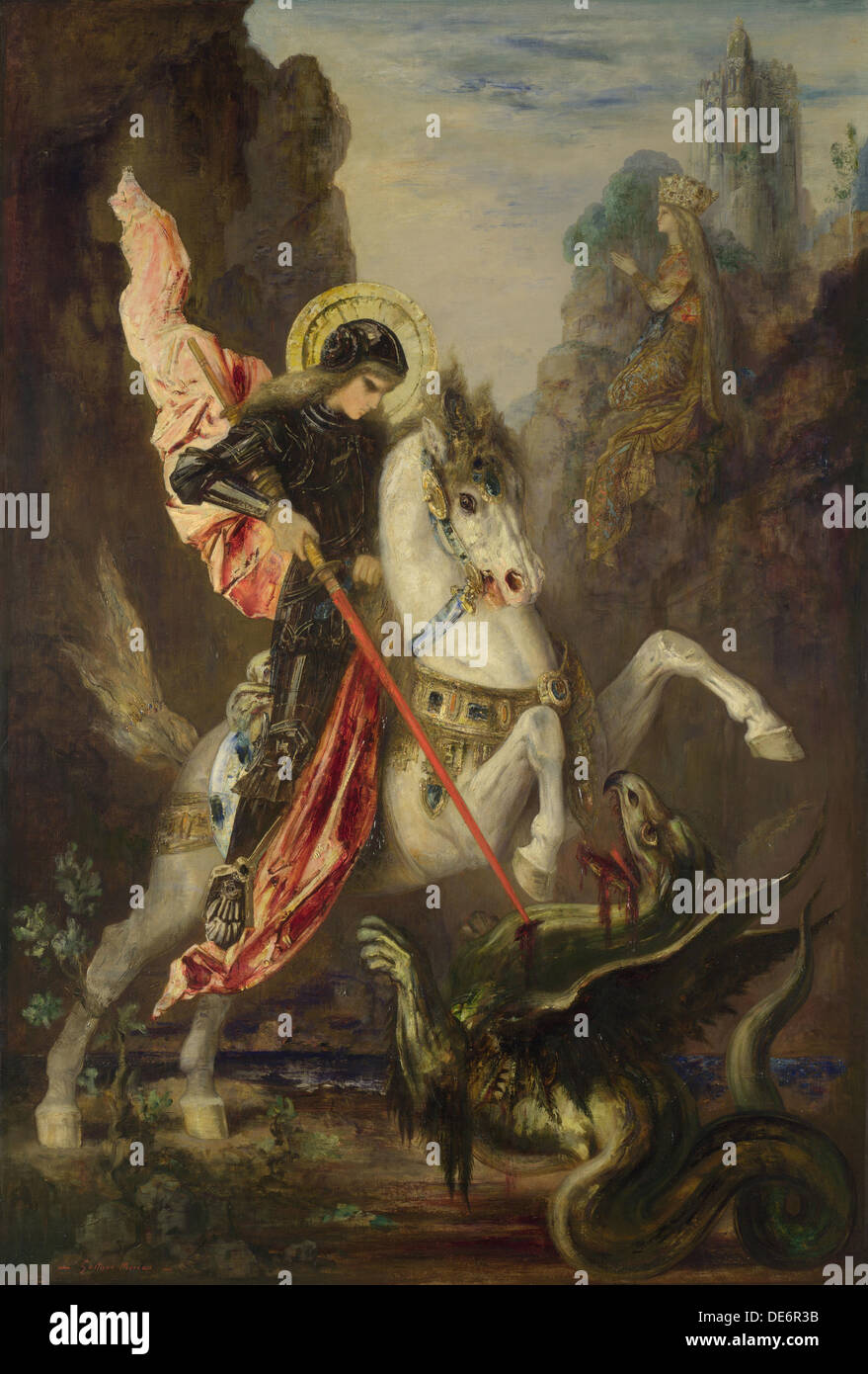 Saint George und der Drache, 1889-1890. Künstler: Moreau, Gustave (1826-1898) Stockfoto