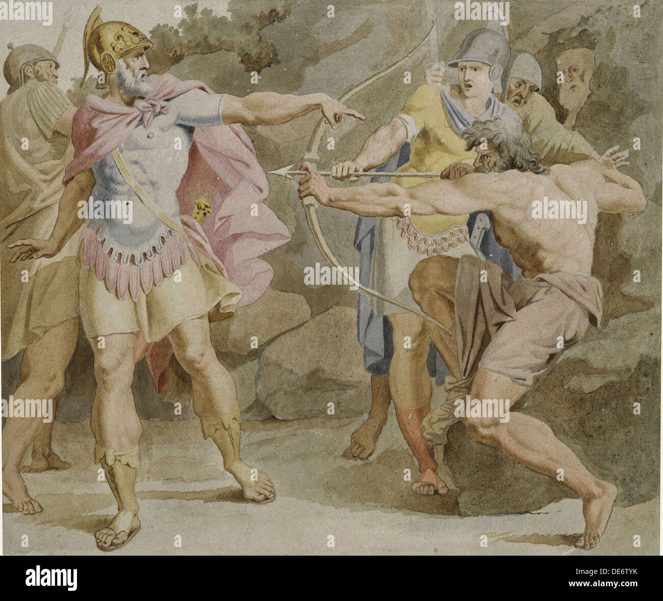 Odysseus, mit dem Ziel des Bogens des Herkules im Odysseus, 1790. Künstler: Carstens, Asmus Jakob (1754-1798) Stockfoto