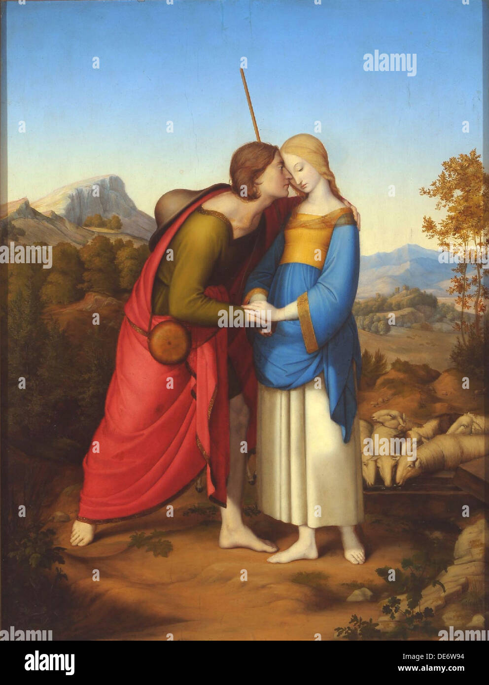 Jakob treffen Rachel am Brunnen, C. 1826. Artist: Dräger, Anton Josef (1794-1833) Stockfoto