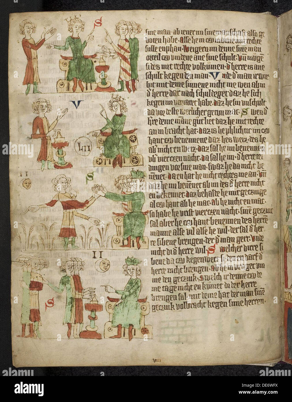 Feudale Recht. FOM der Heidelberger Sachsenspiegel, 14. Jahrhundert. Künstler: Eike von Repgow (1180/90-nach 1233) Stockfoto