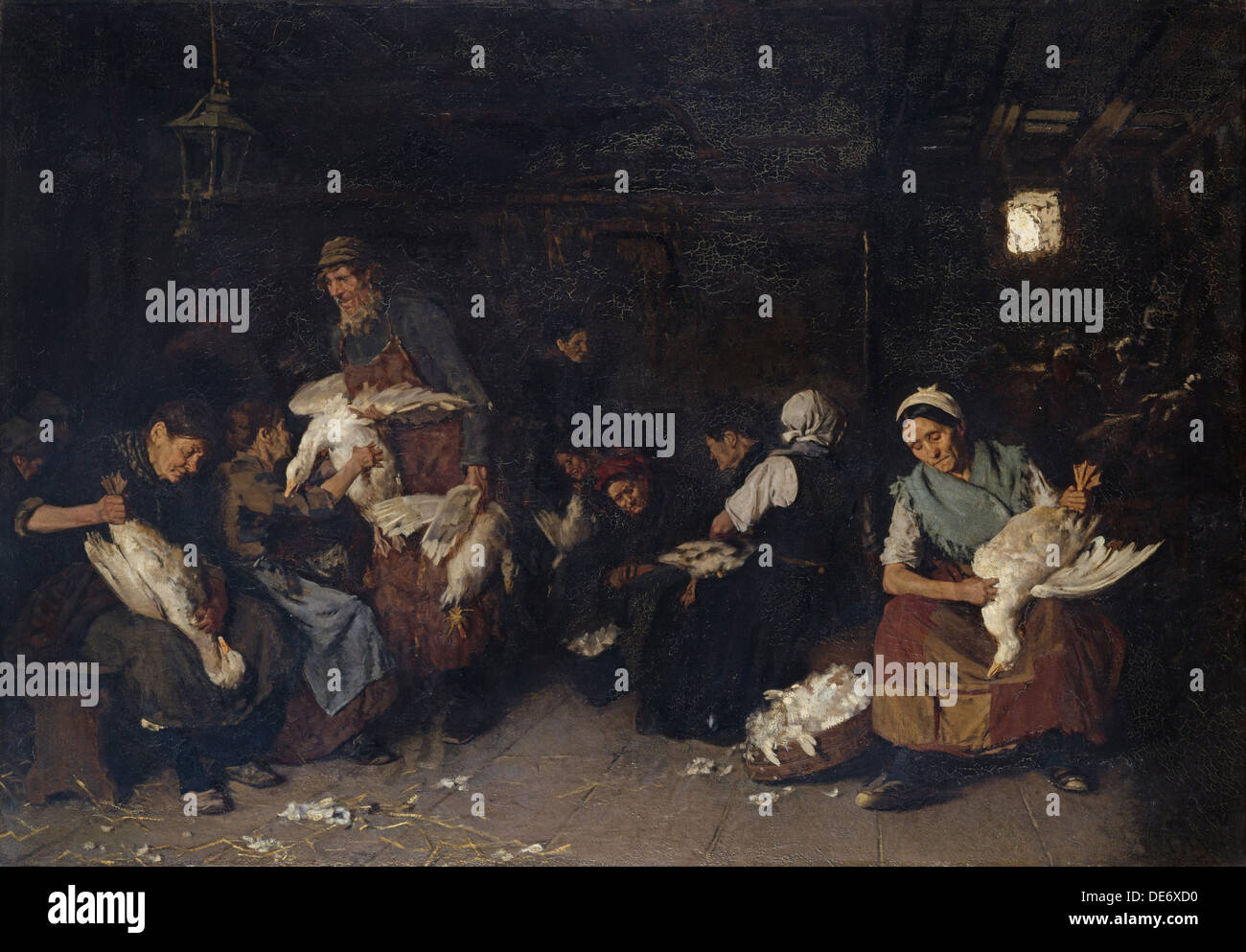 Frauen zupfen Gänse, 1872. Künstler: Liebermann, Max (1847-1935) Stockfoto