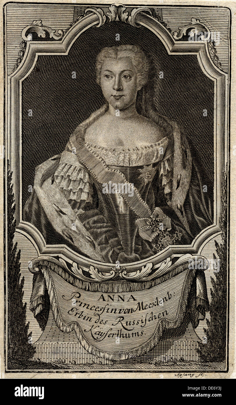 Porträt der Prinzessin Anna Leopoldovna (1718-1746), des Zaren Ivan VI Mutter, 1739. Künstler: Sysang, Johann Christoph (1703-1757) Stockfoto