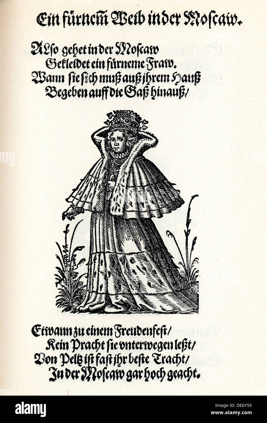 Edle Frau von Moskau. Aus der Frauentrachtenbuch (Frankfurt, 1586), 1586. Künstler: Amman, Jost (1539-1591) Stockfoto